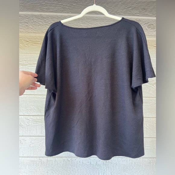 Madewell Texture & Thread Black V Neck Short Sleeve Top size XXL - Picture 6 of 9